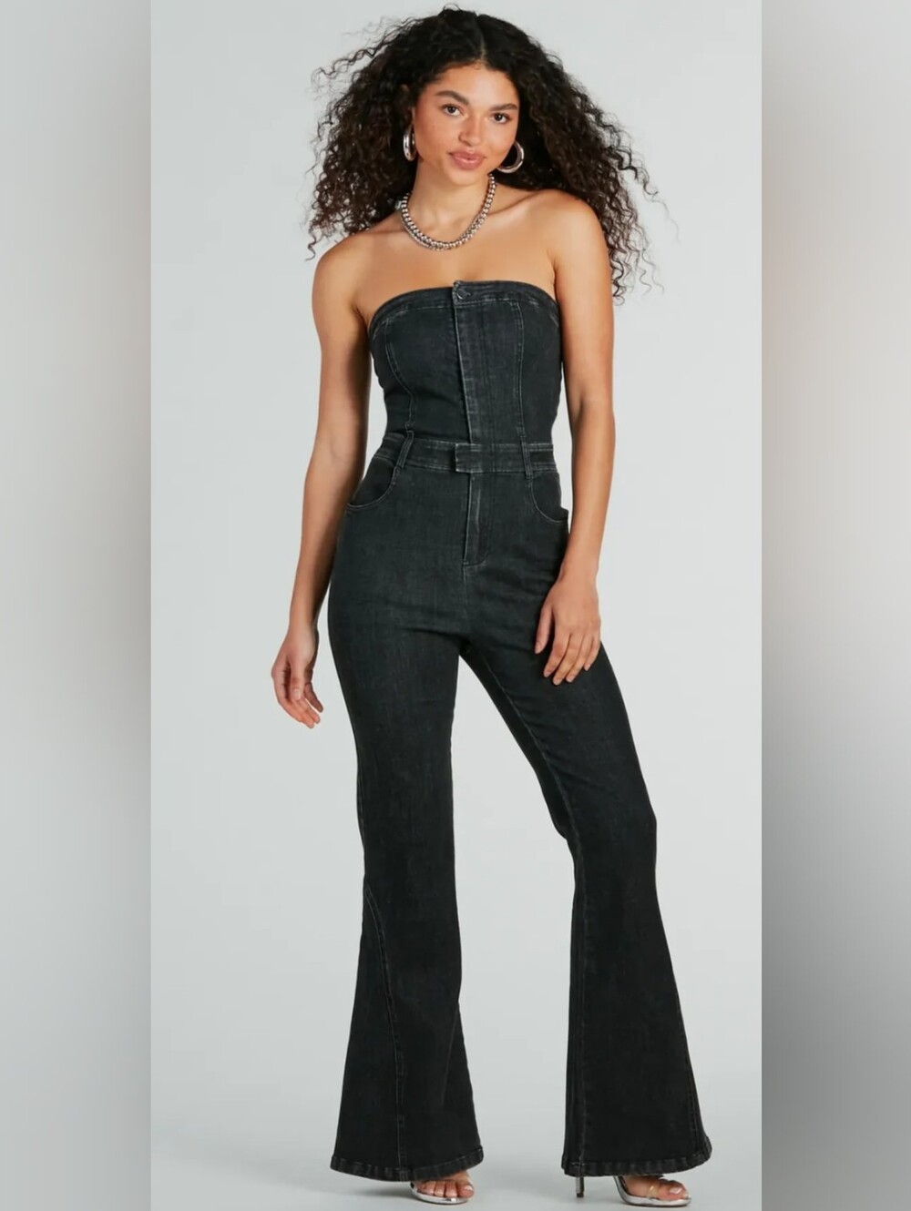 🌼B2G1🌼 Windsor Strapless Black Denim Jumpsuit Size Med NWT